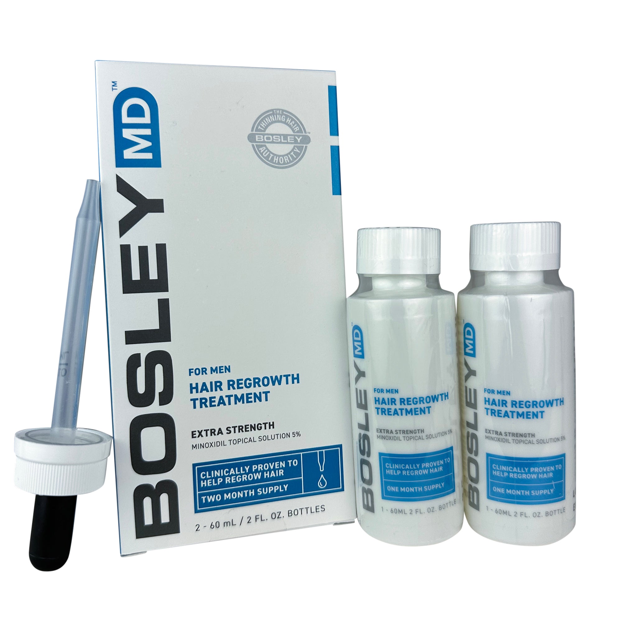 Bosley MD Hair Regrowth Treatment (5% Minoxidil Foam, Extra Strength) for Men Dropper 2 Pk.